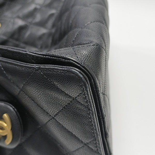 CHANEL 25 Small Quilted Grained Calfskin Black
