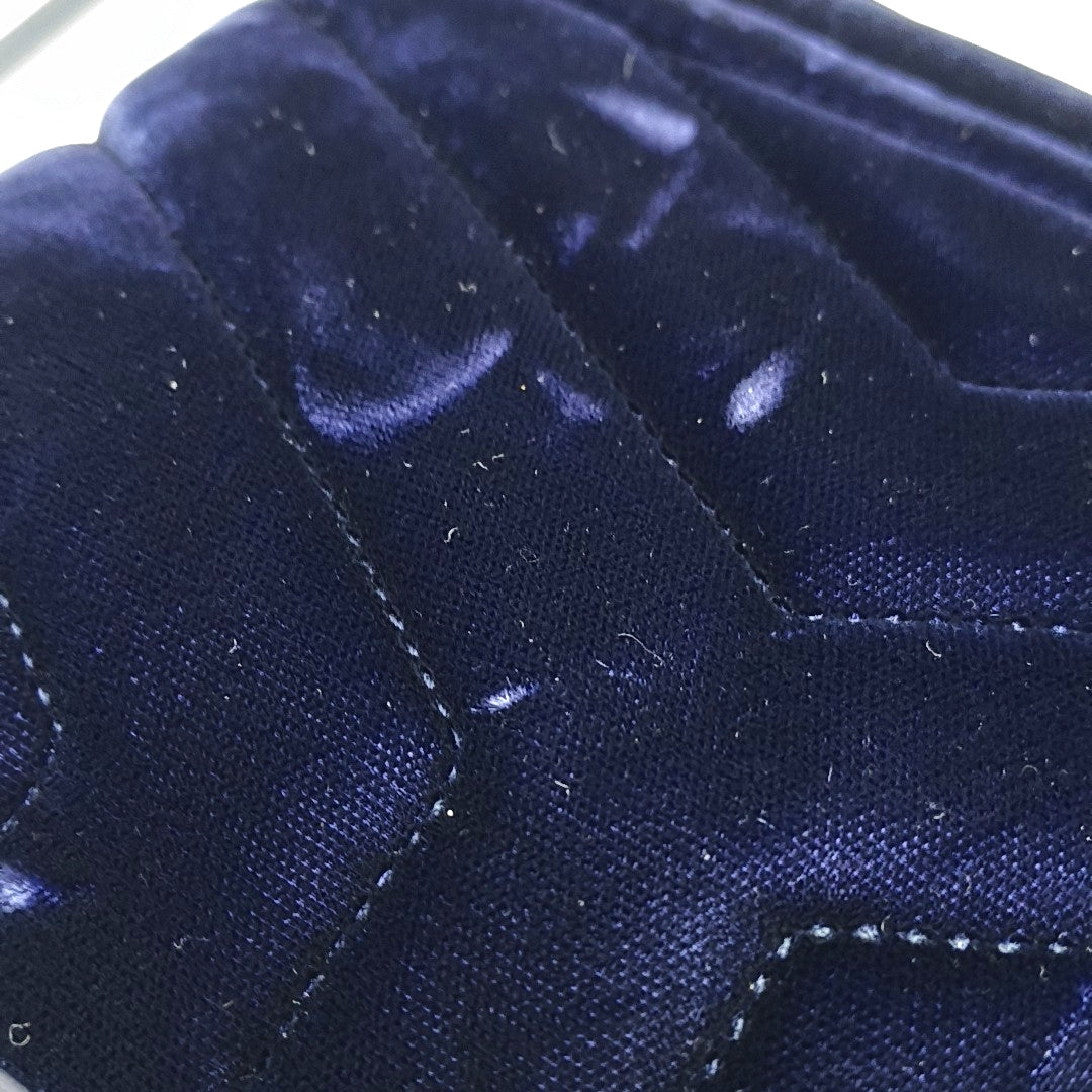 Authenticated pre-owned  LOULOU Extra Small Chevron Velvet Blue - Shoulder Bag at Looply