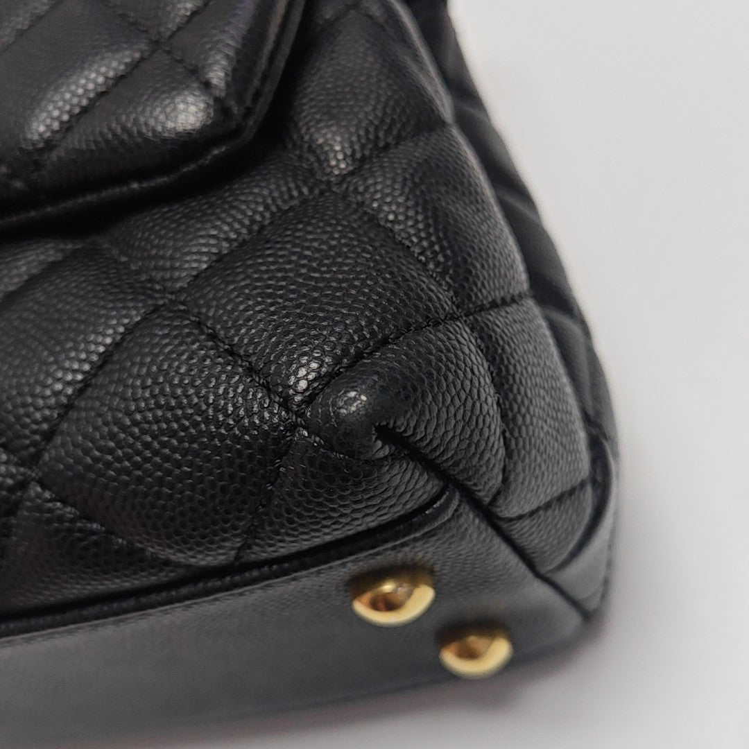 COCO HANDLE Small Quilted Grained Calfskin Black