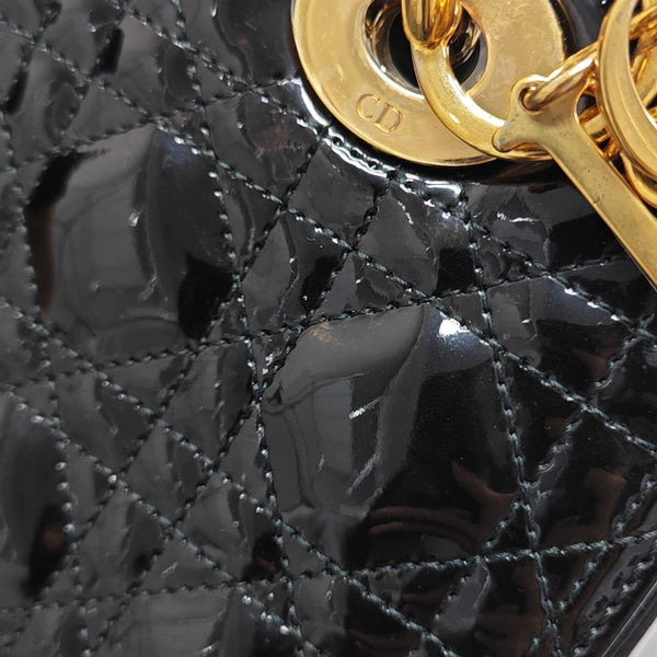 Lady Dior Medium Cannage Patent Leather Black