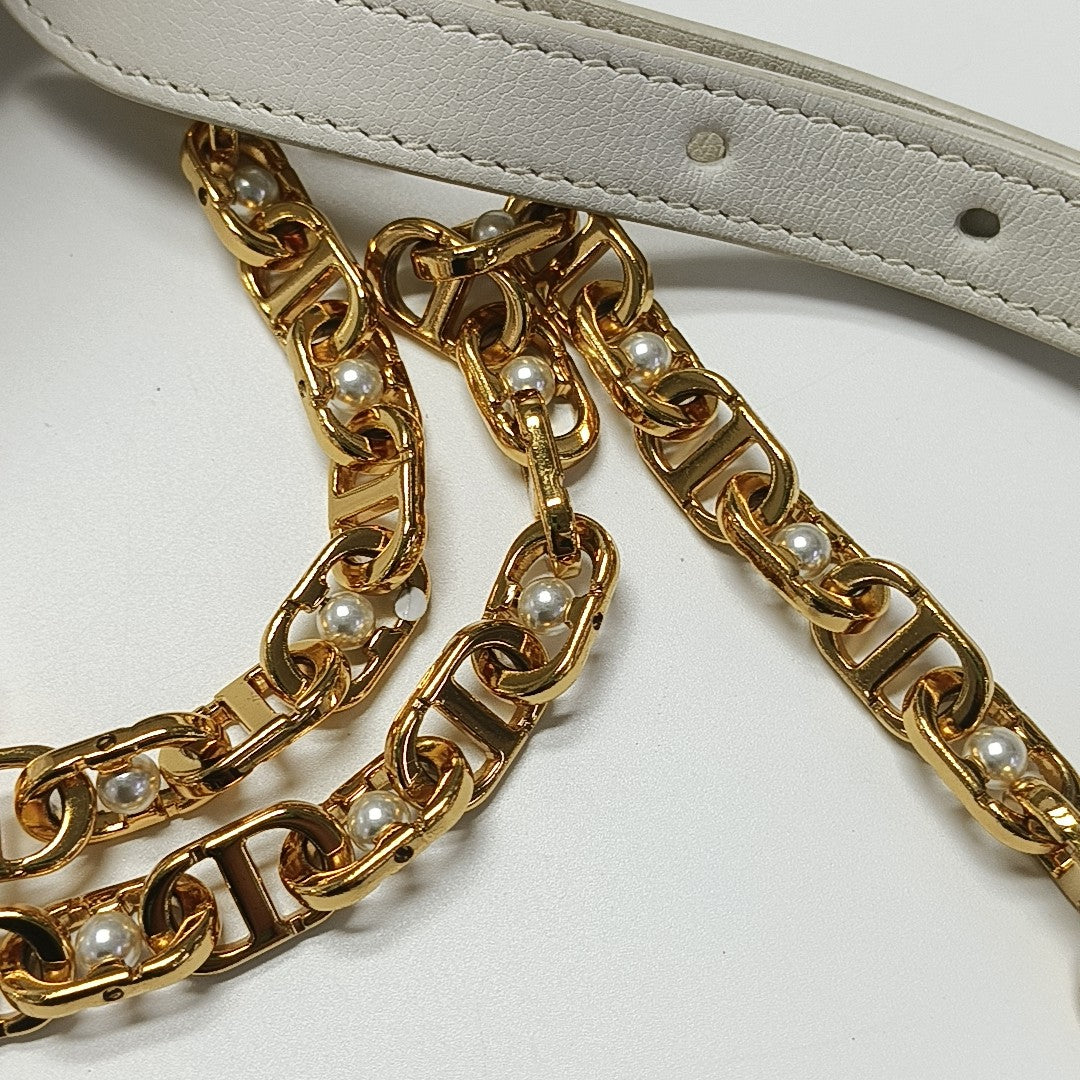 Cannage Calfskin Shoulder Bag Mini White