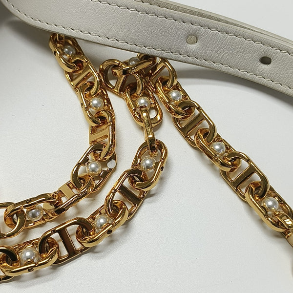 Cannage Calfskin Shoulder Bag Mini White