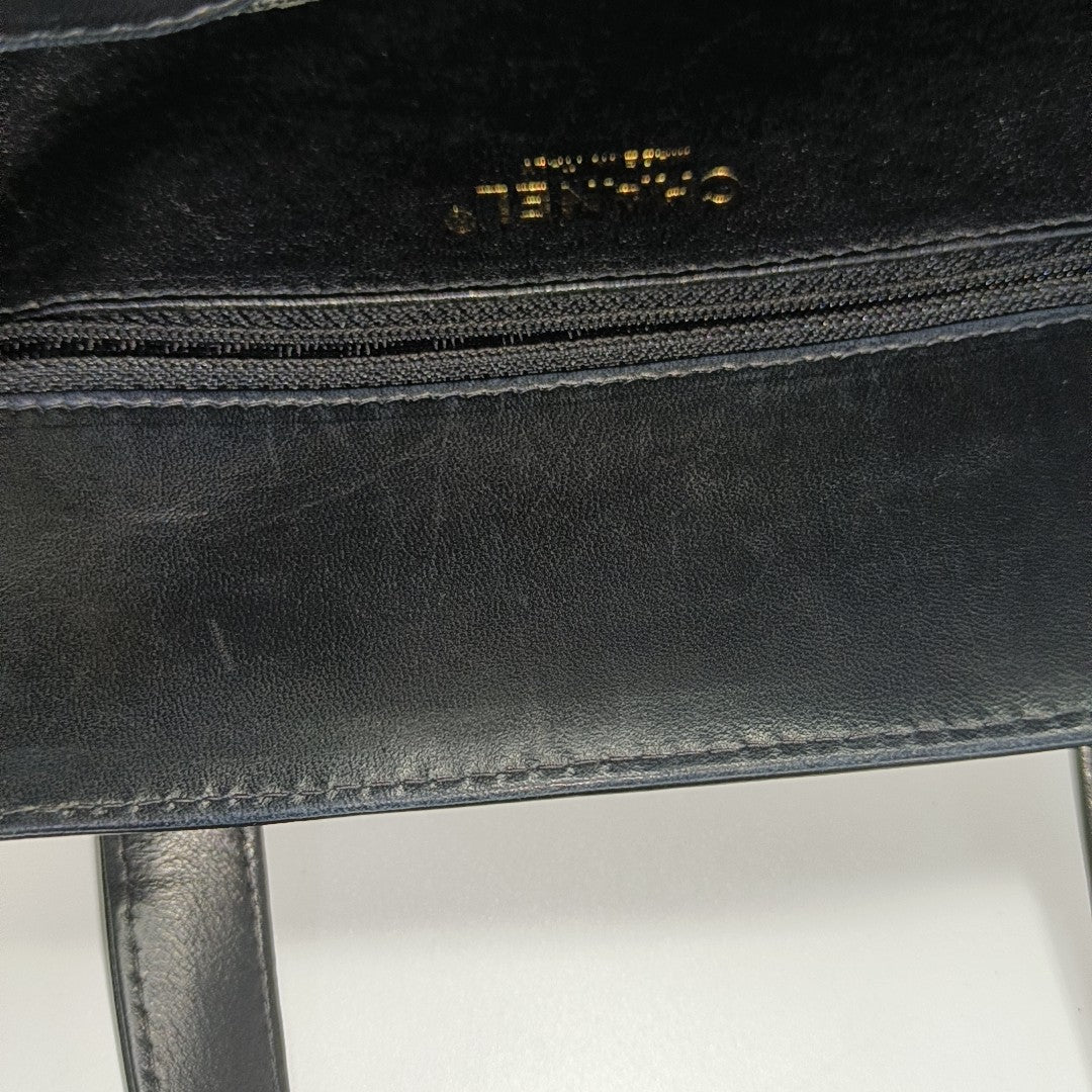 Quilted Patent Leather Tote Bag Black