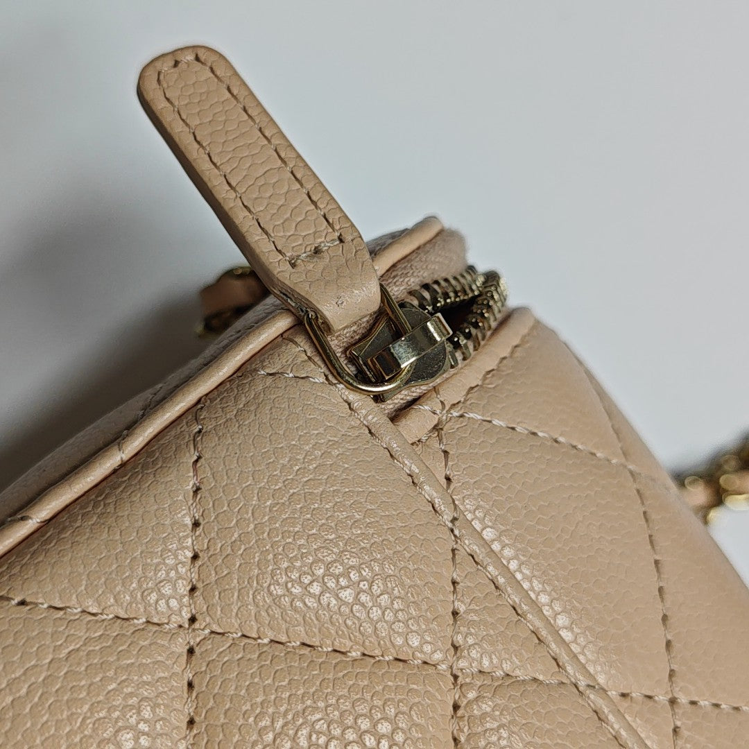VANITY CASE Mini Grained Calfskin Beige