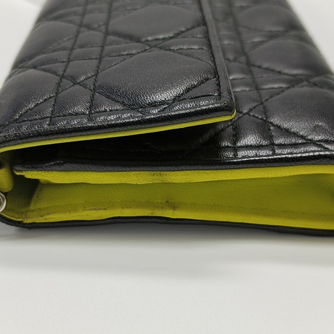 Lady Dior Small Cannage Lambskin Black Wallet
