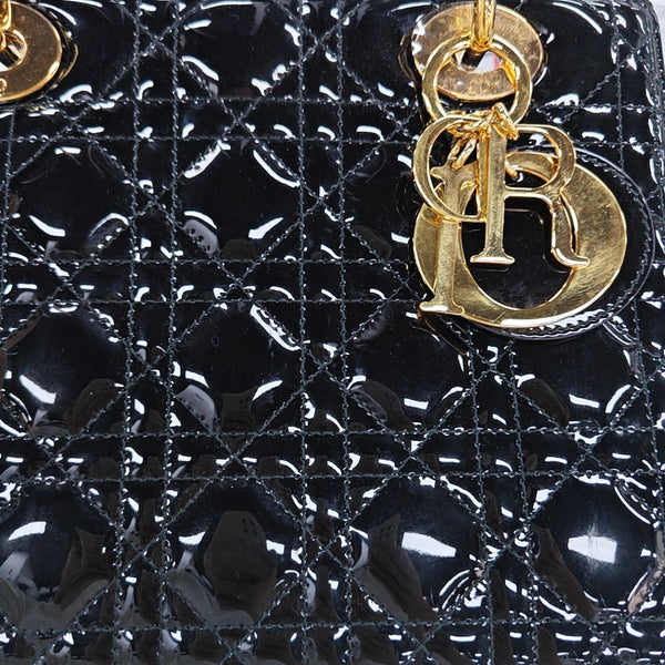 Lady Dior Medium Cannage Patent Leather Black