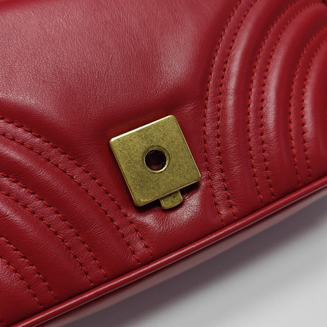 GG Marmont Small Quilted Calfskin Red