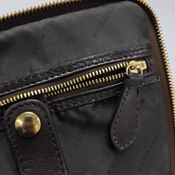 Bolso de lona revestida con asa superior beige