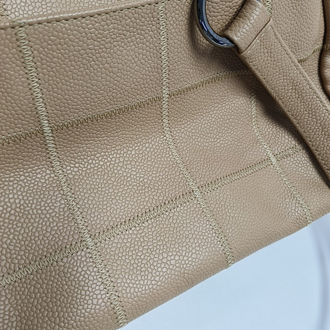 SQUARE STITCH Quilted Grained Calfskin Beige