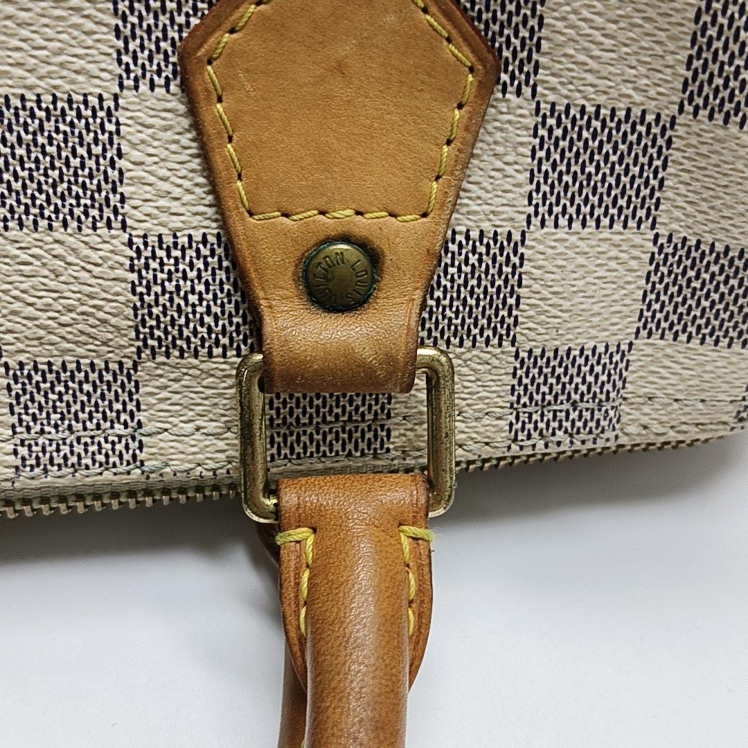 SPEEDY 25 Damier Azur Coated Canvas White