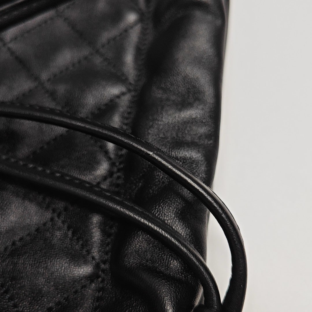 Quilted Lambskin Shoulder Bag Black