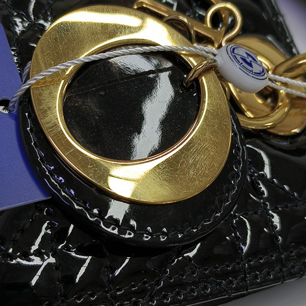 Lady Dior Medium Cannage Patent Leather Black