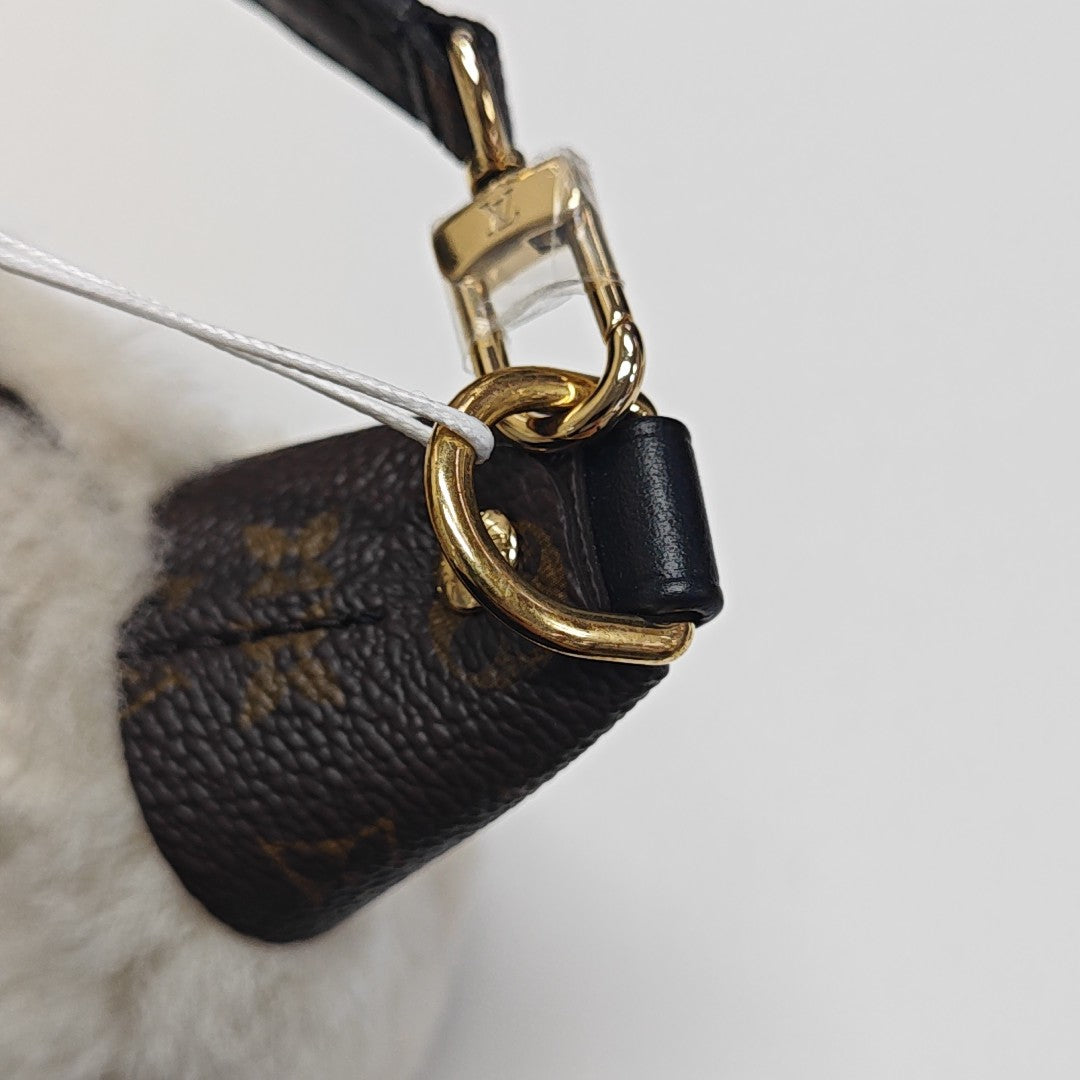 Fur Top Handle Bag Beige