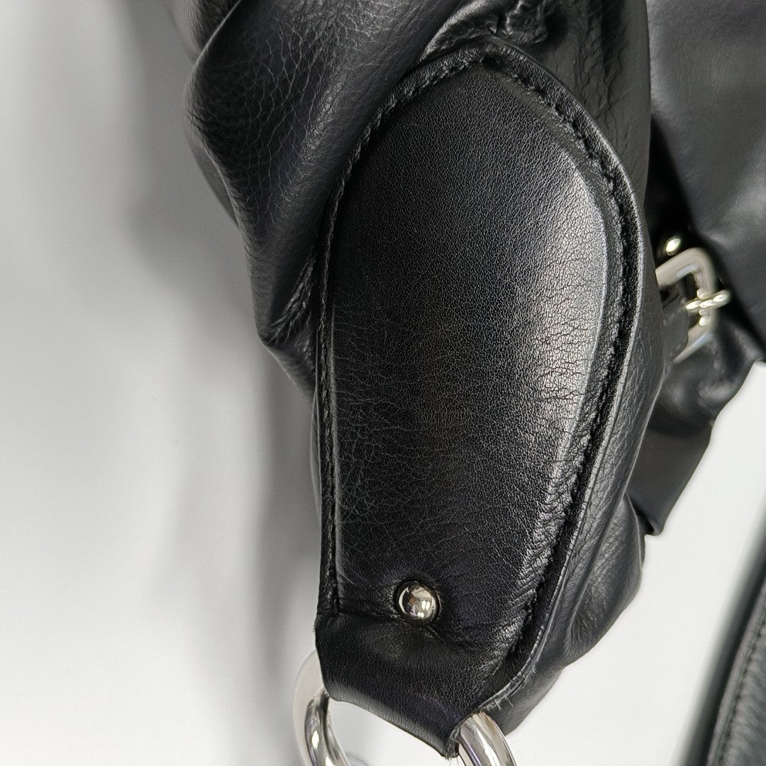 Calfskin Top Handle Bag Black