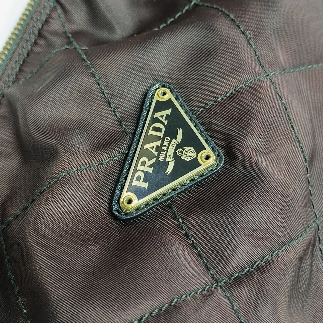 Quilted Nylon Shoulder Bag Brown