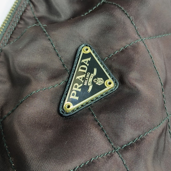 Quilted Nylon Shoulder Bag Brown