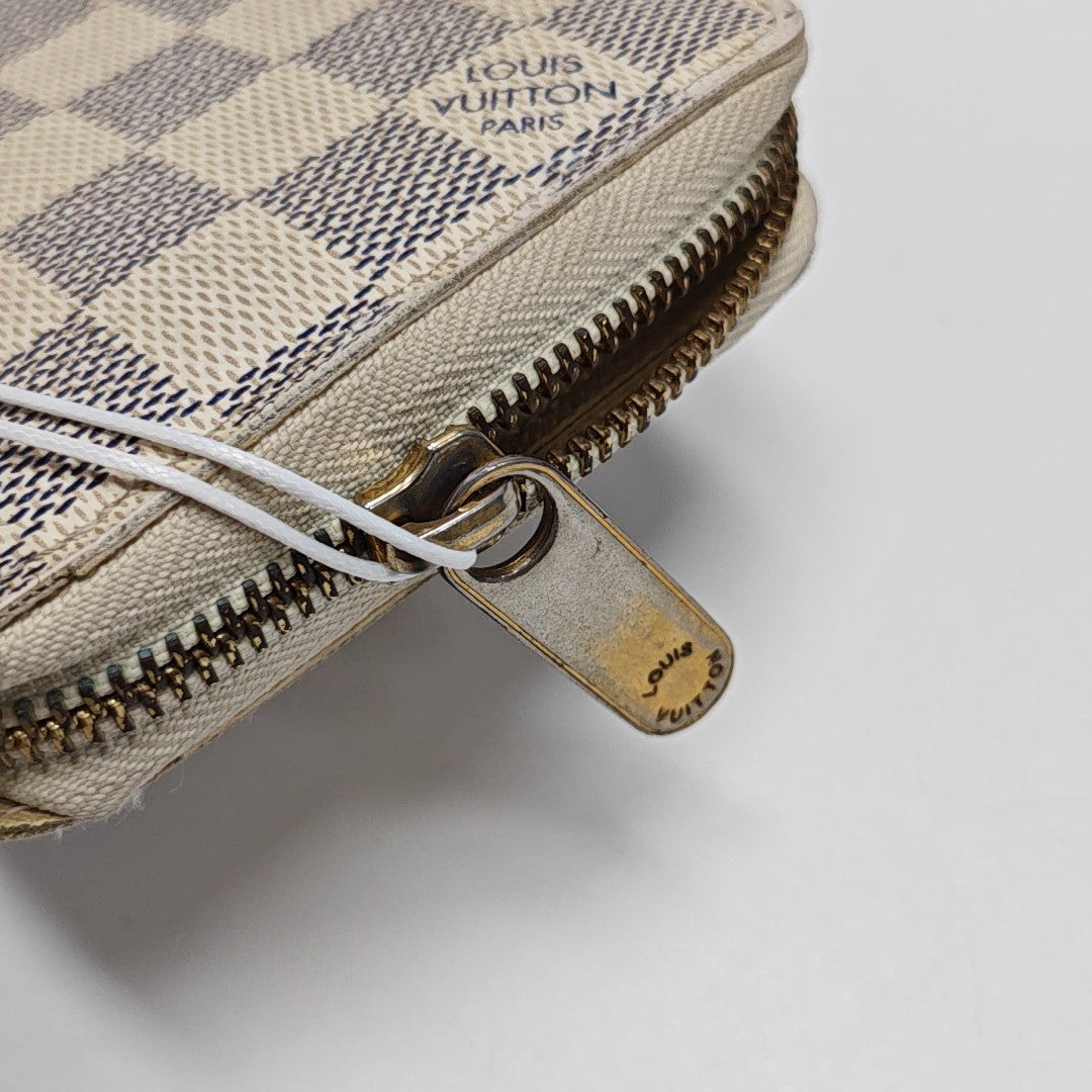 ZIPPY Damier Azur Coated Canvas White Wallet