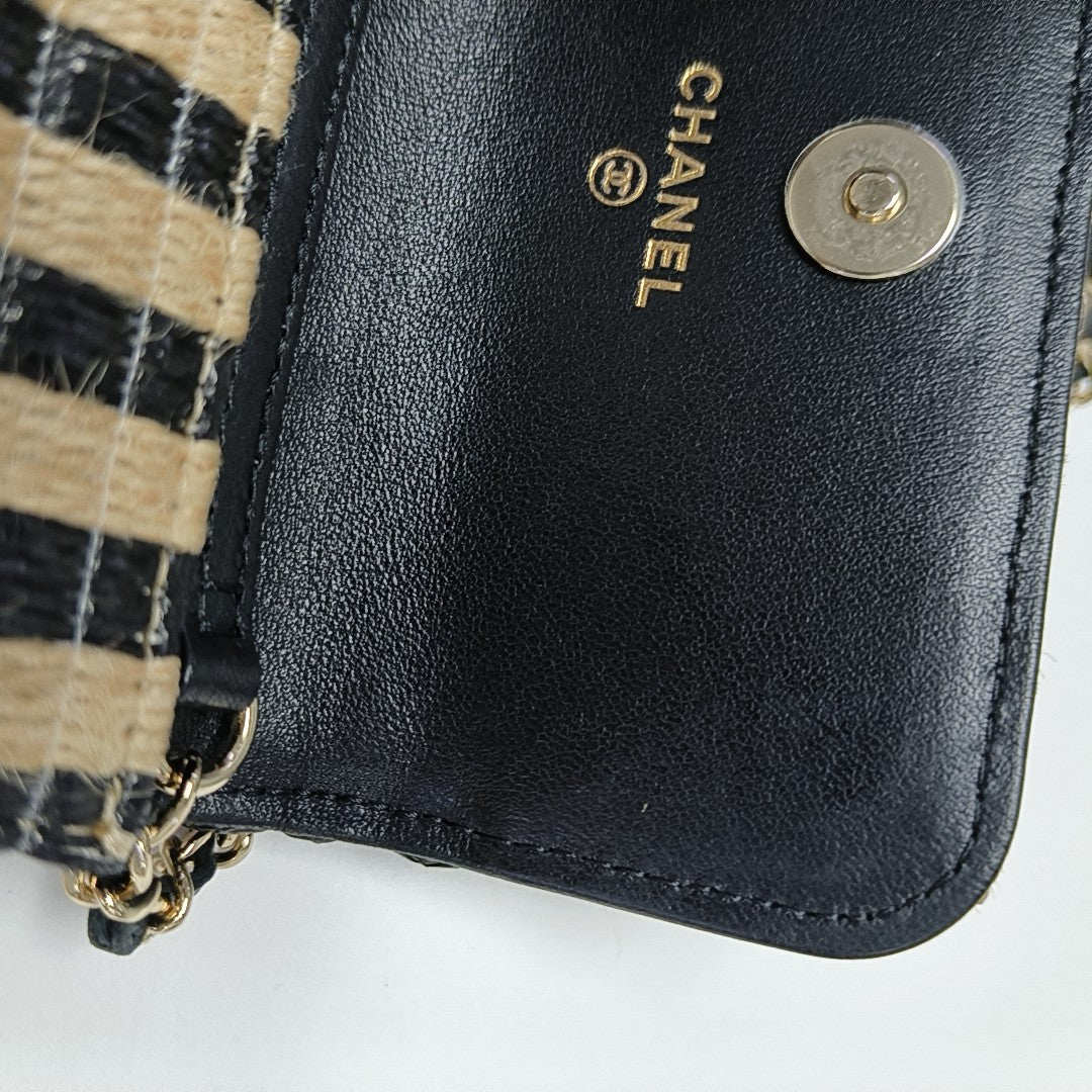 Quilted Straw Crossbody Bag Multicolor
