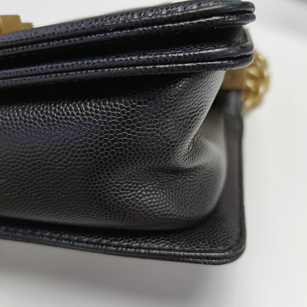 BOY CHANEL Small Quilted Grained Calfskin Black