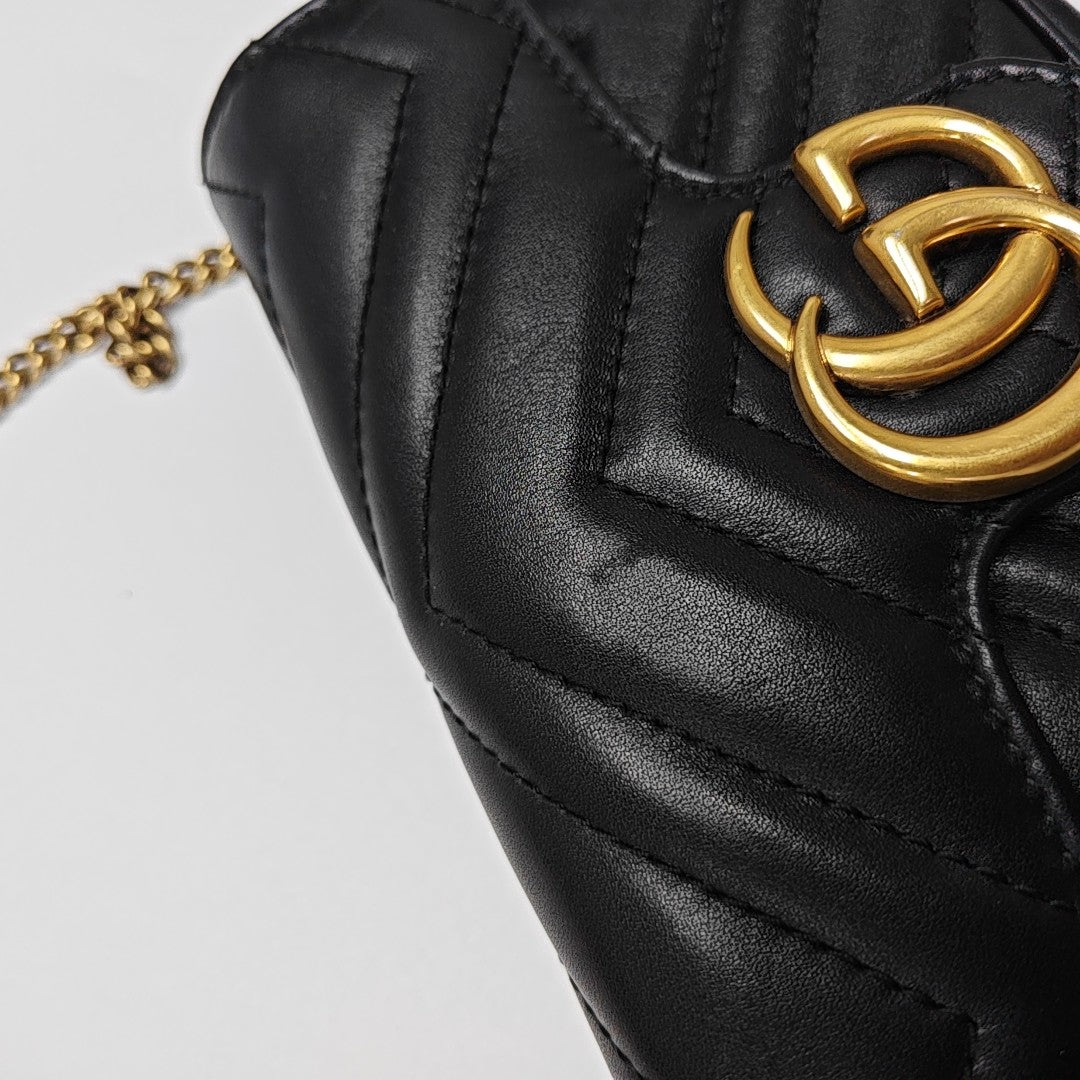 GG Marmont Mini Quilted Calfskin Black