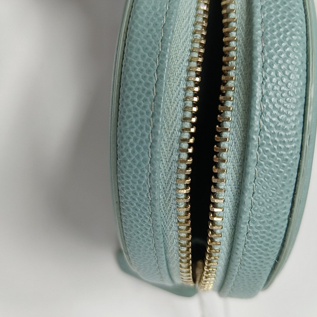 Quilted Grained Calfskin Wallet Blue