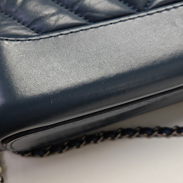 GABRIELLE Small Chevron Calfskin Blue