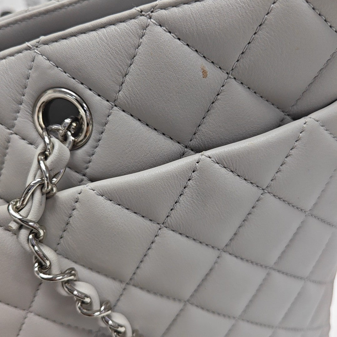 CLASSIC CC SHOPPING TOTE Large Quilted Calfskin Gray