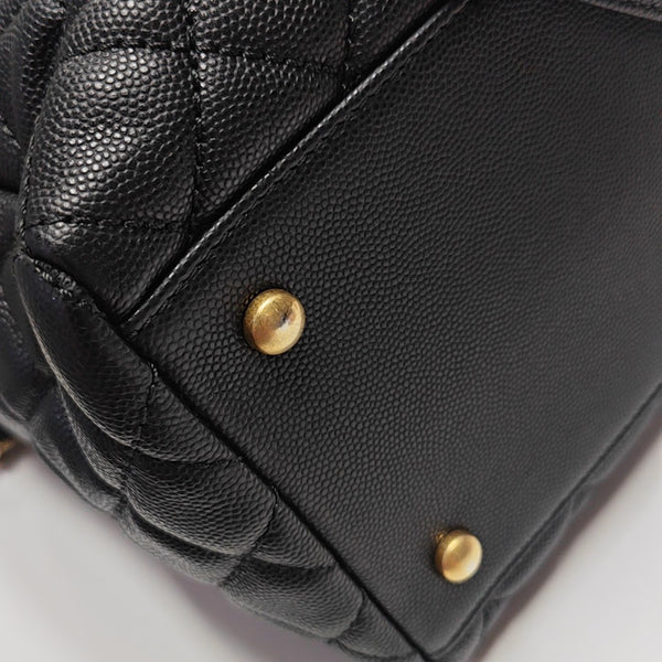 Quilted Grained Calfskin Tote Bag Black