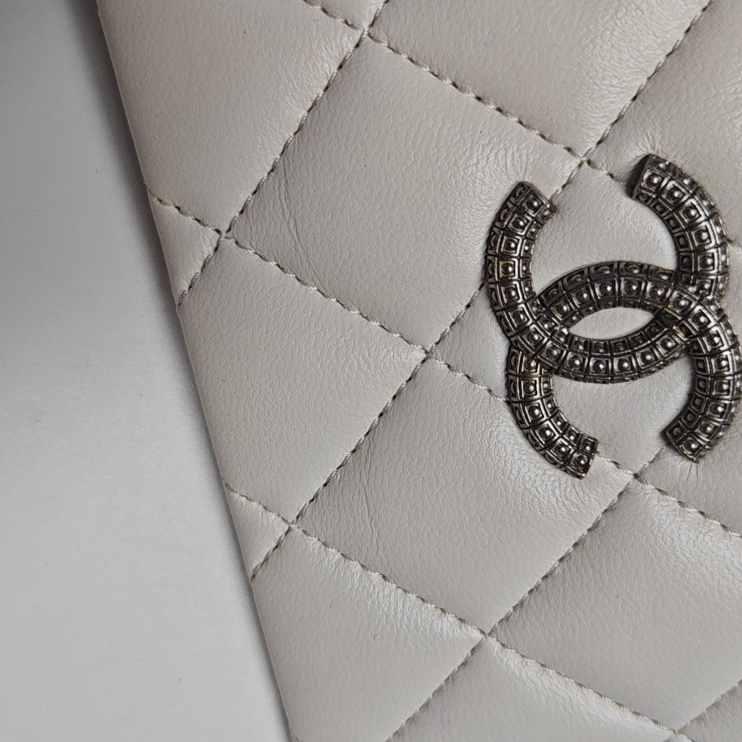 Authenticated pre-owned  CHANEL 19 Quilted Lambskin White Card Holder - Card Holder at Looply