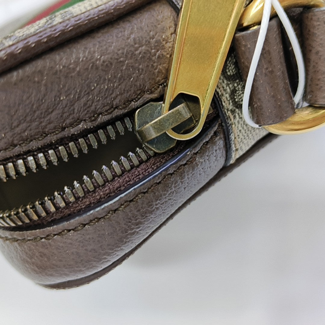 Ophidia Small Monogram Coated Canvas Beige