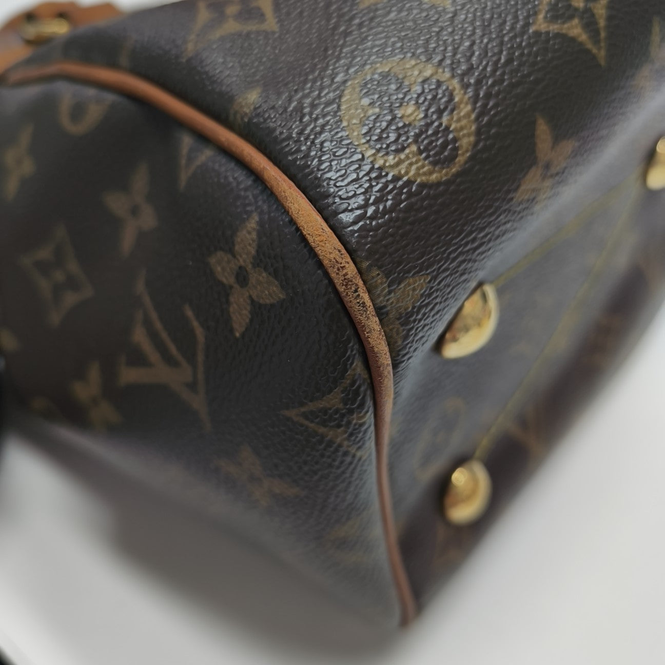 Monogram Coated Canvas Top Handle Bag Brown