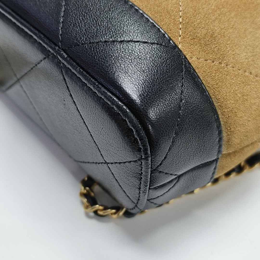 Quilted Suede Shoulder Bag Brown