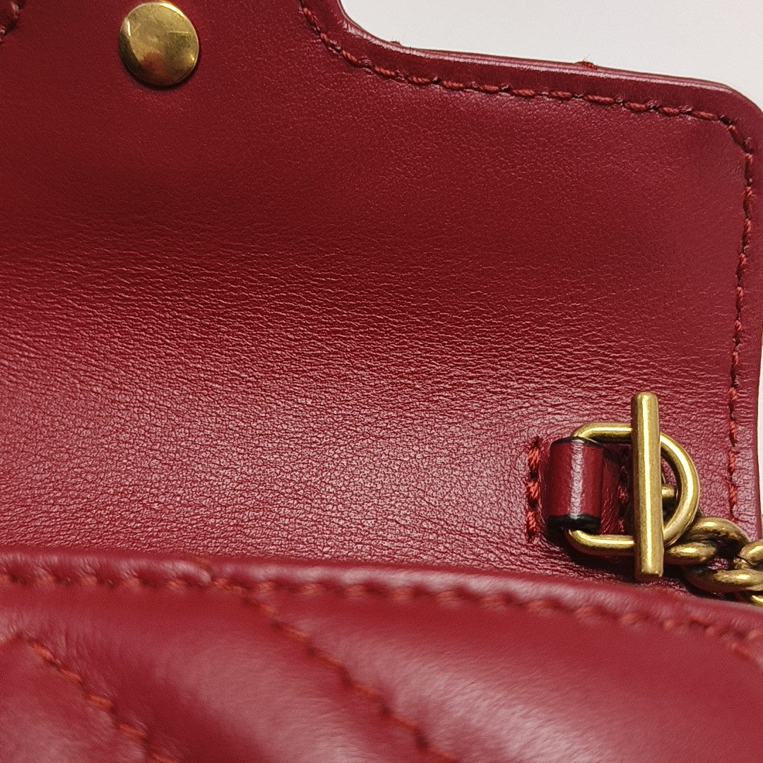 GG Marmont Super Mini Quilted Calfskin Red