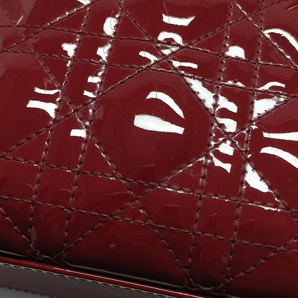 Lady Dior Mini Cannage Patent Calfskin Red