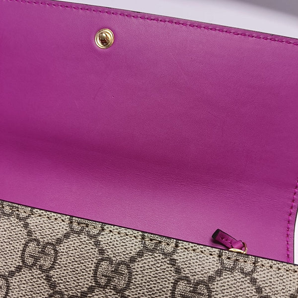 GG Supreme Monogram Calfskin Red Wallet