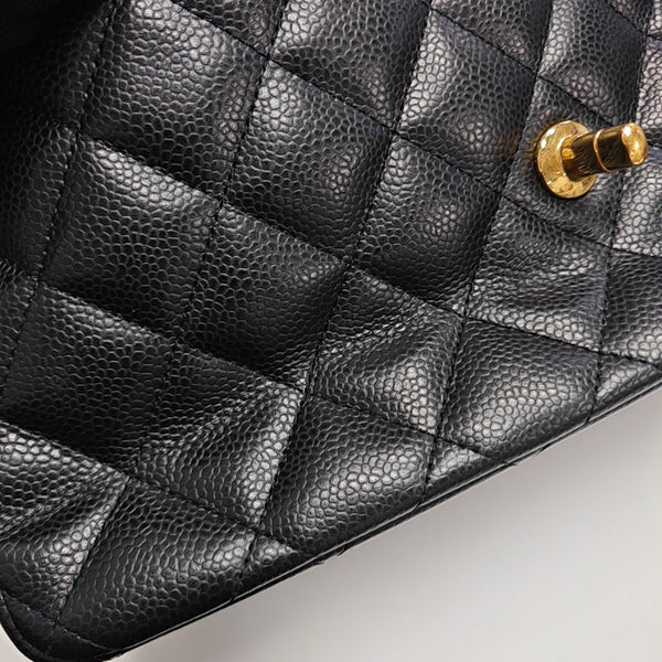 CLASSIC FLAP Jumbo Quilted Grained Calfskin Black