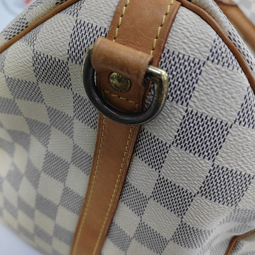 SPEEDY 35 Damier Azur Coated Canvas White
