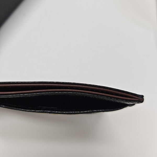 Quilted Grained Calfskin Card Holder Black