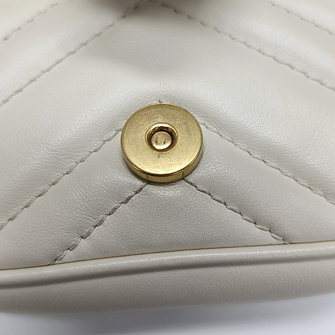 GG Marmont Super Mini Quilted Calfskin White