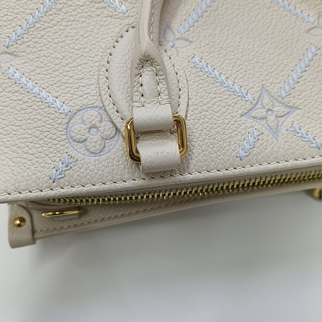 Monogram Calfskin Tote Bag White