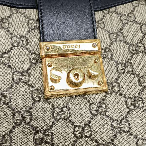 Padlock Medium Monogram Coated Canvas Beige