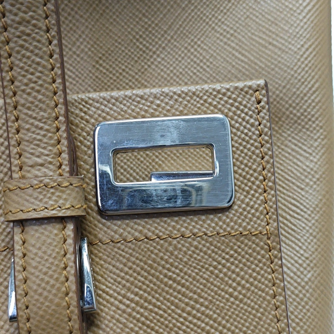Saffiano Calfskin Shoulder Bag Brown