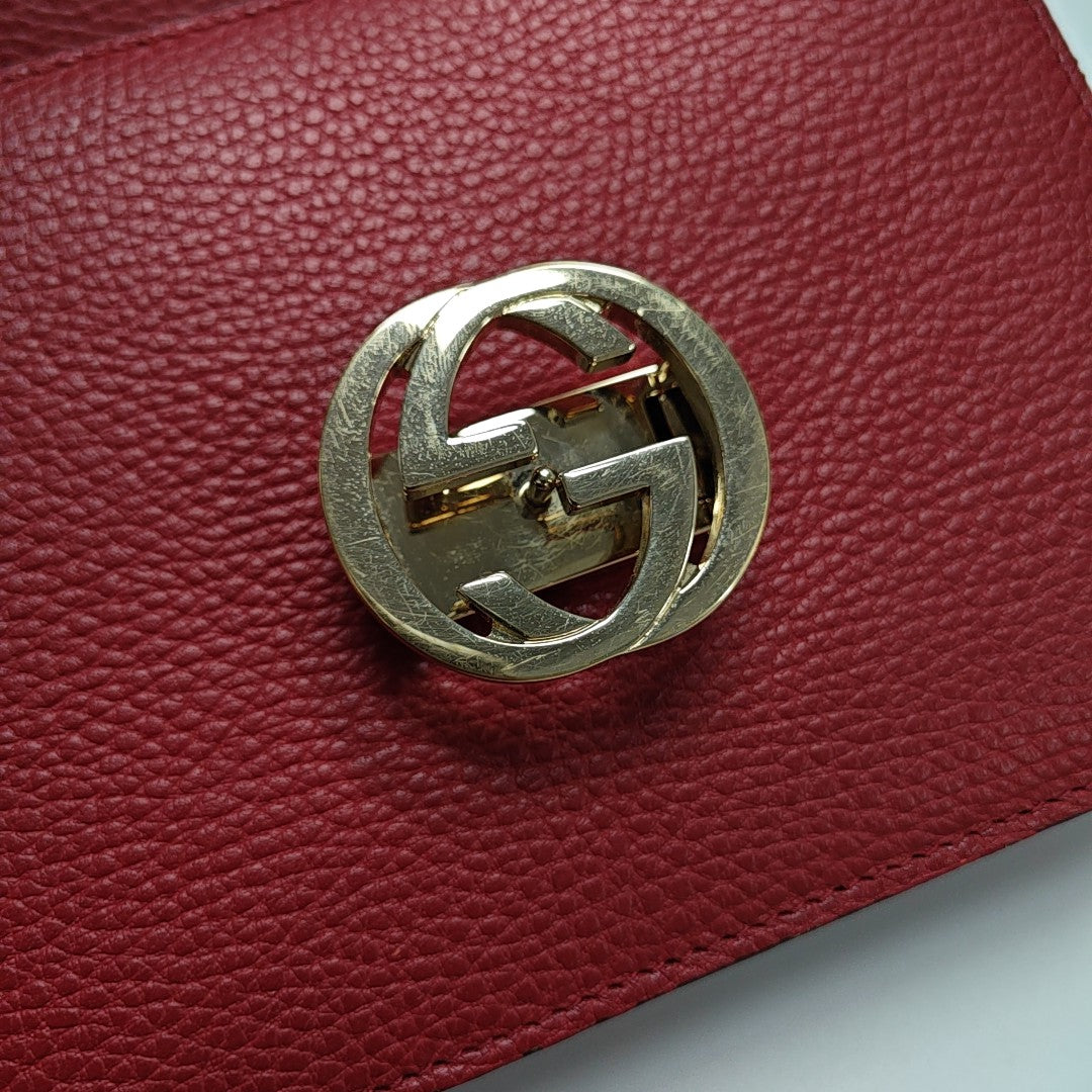 Interlocking G Small Calfskin Red