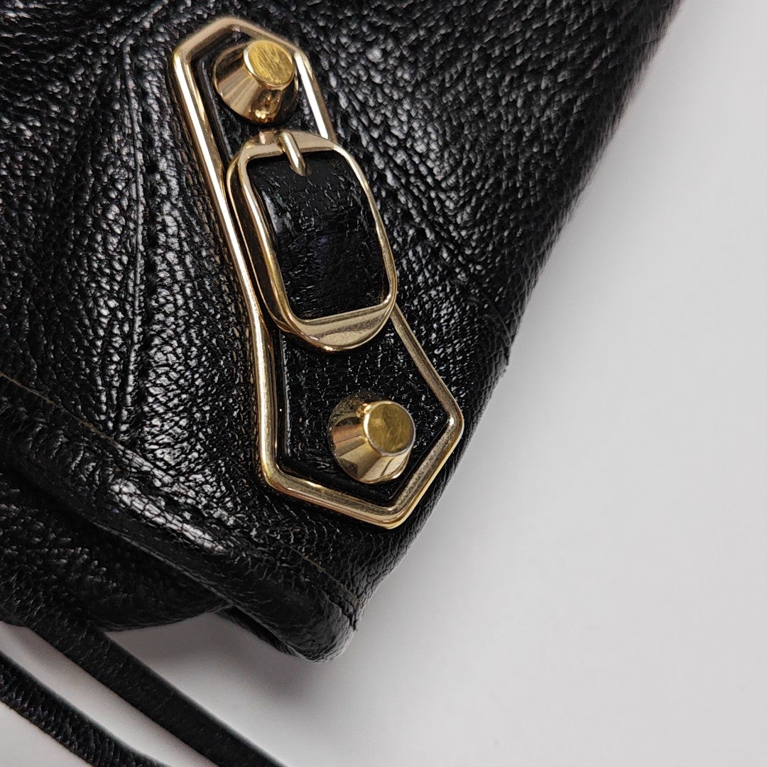 Classic Metallic Edge City Mini Lambskin Black