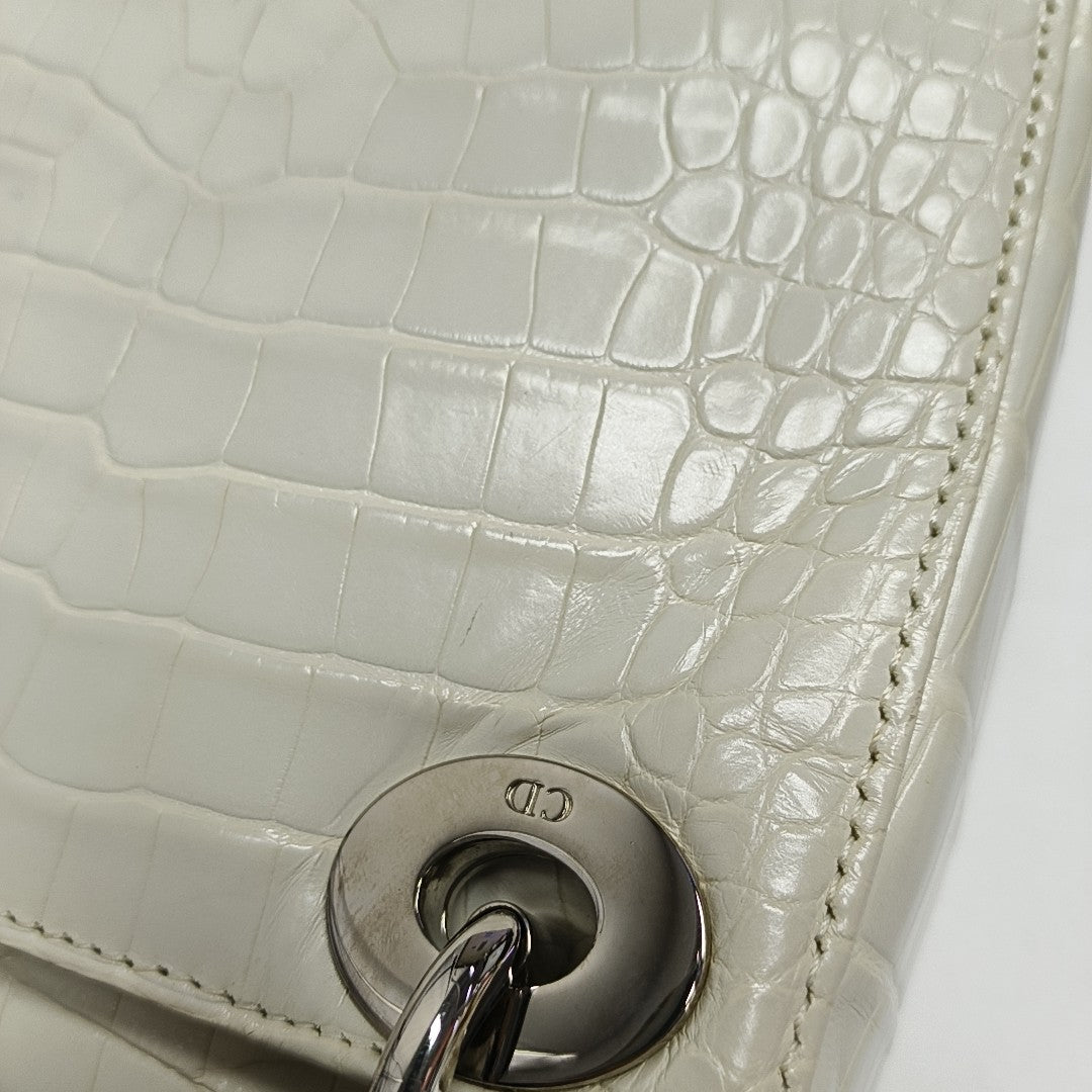 Lady Dior Mini Crocodile White