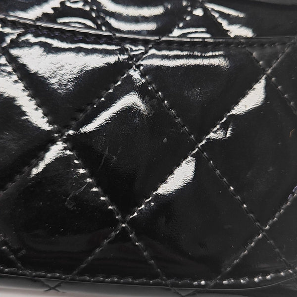 CLASSIC FLAP Quilted Patent Leather Black Card Holder