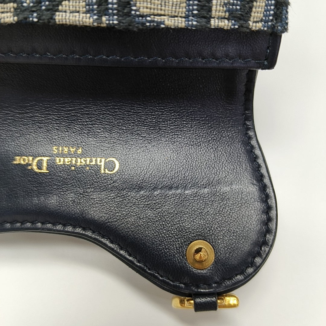 Saddle Mini Oblique Canvas Blue Wallet