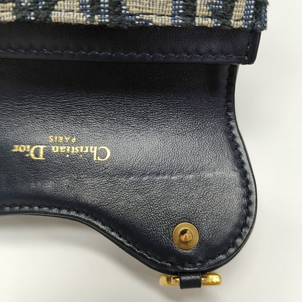 Saddle Mini Oblique Canvas Blue Wallet