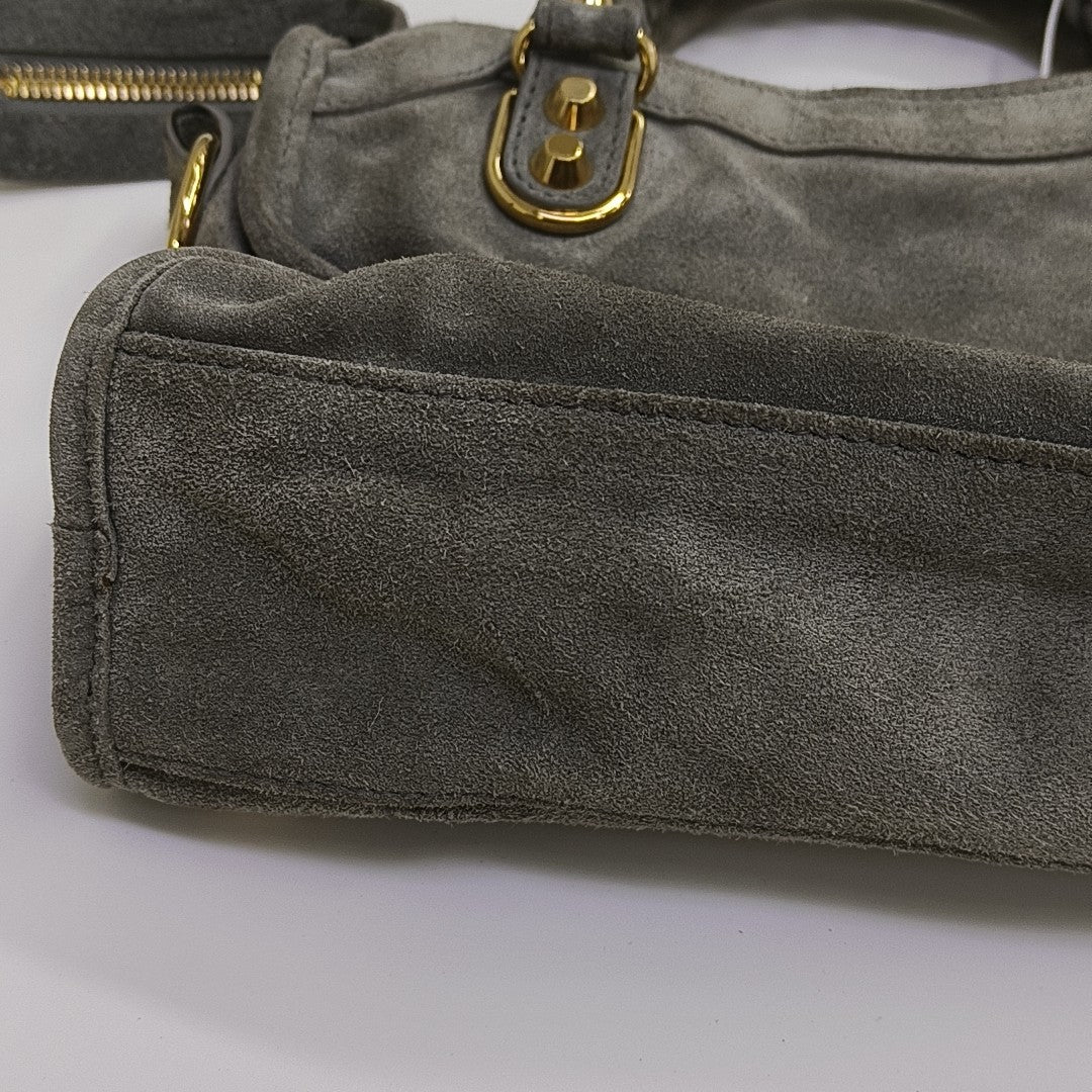 Classic Metallic Edge City Mini Suede Gray