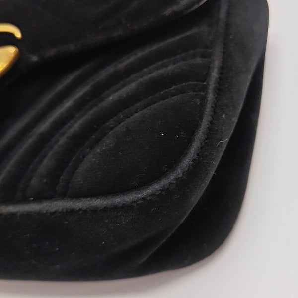 GG Marmont Small Quilted Velvet Black